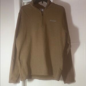 Columbia Tan Zip Up Sweater Classic Knit